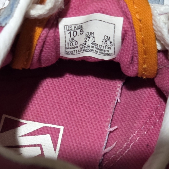 Vans - Girls Size 10.5 Color Block- Pink, Blue & Orange Lace Up - Picture 5 of 5